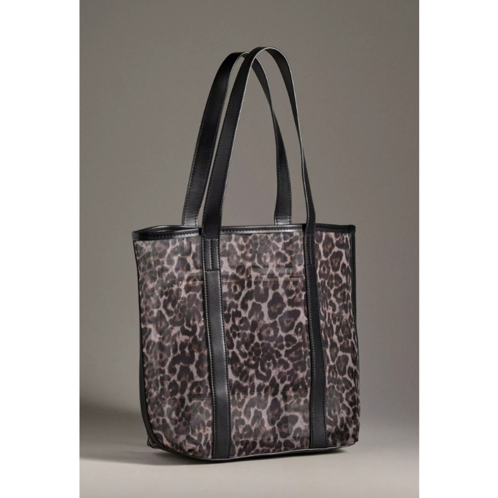 Anthropologie Large Mesh Tote Bag Cheetah Print